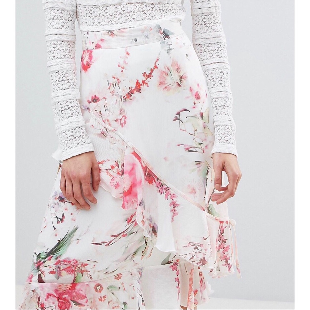 Floral Garden Hues Midi Skirt